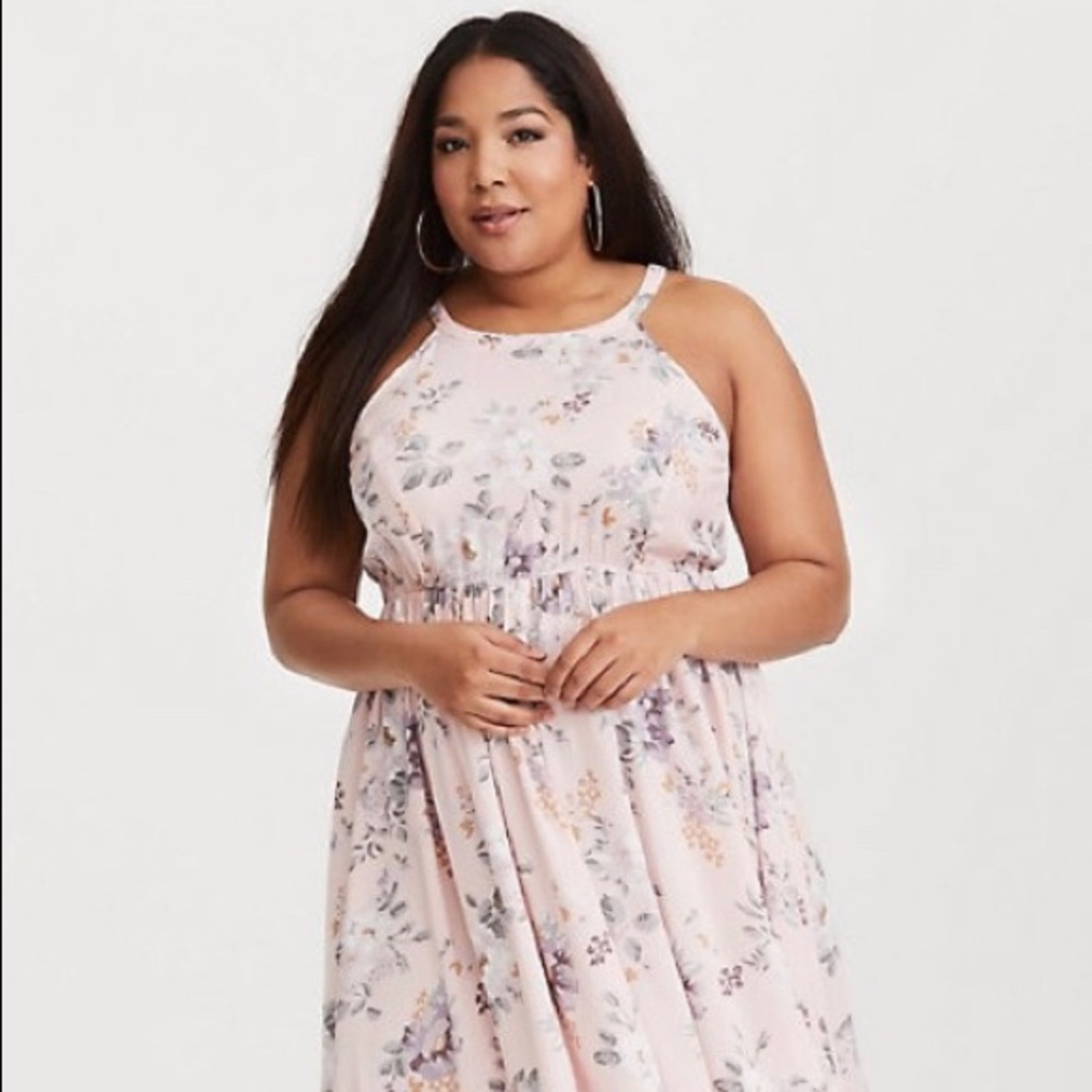 NWT TORRID PINK FLORAL CHALLIS BABYDOLL DRESS SZ 1